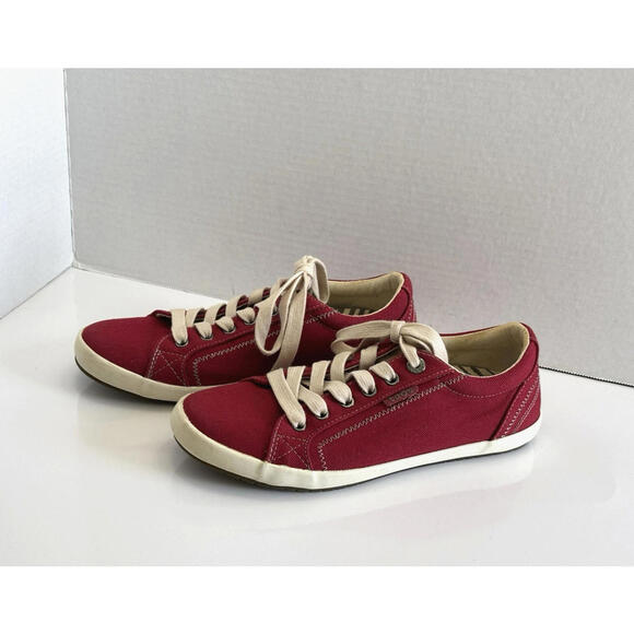 Taos Star Sneakers STA-12844 Womens 8.5 Red Canvas Lace Up Low Top Comfort Shoes - Picture 3 of 16